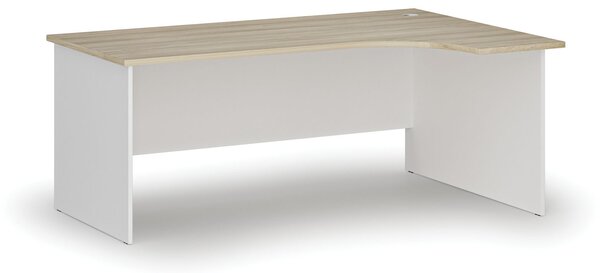 Narożne biurko PRIMO WHITE, 180x120 cm, prawe, biały/dąb naturalny