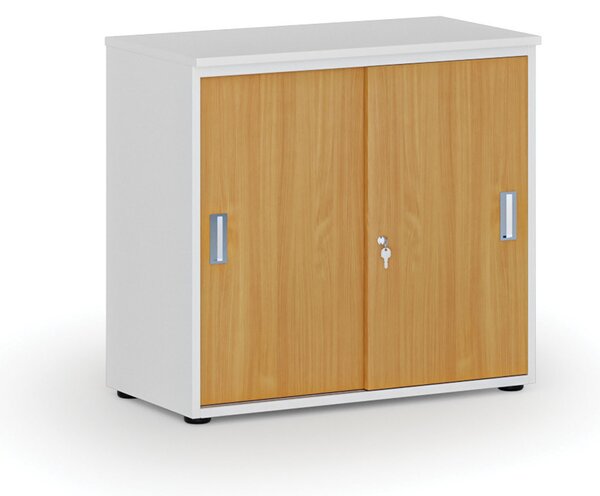 Szafa biurowa z drzwiami przesuwnymi PRIMO WHITE, 800 x 420 x 740 mm, biały/buk