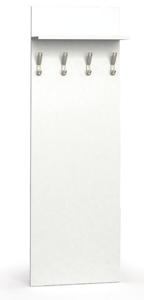 Garderoba z wieszakami HORIZONT, 4 haczyki, półka, biały