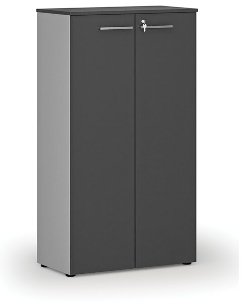 Szafa biurowa z drzwiami PRIMO GRAY, 800 x 420 x 1434 mm, szary/grafit