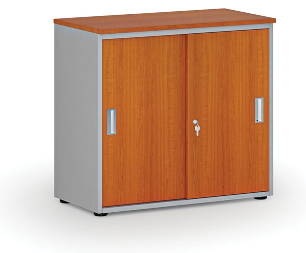 Szafa biurowa z drzwiami przesuwnymi PRIMO GRAY, 800 x 420 x 740 mm, szary/wiśnia