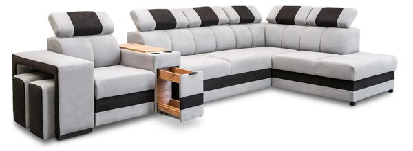 Narożnik ATOM 365 x 210 cm, funkcja relax, spanie, pojemnik, barek,USB