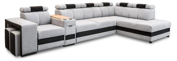Narożnik ATOM 365 x 210 cm, funkcja relax, spanie, pojemnik, barek,USB