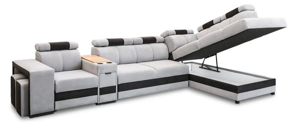 Narożnik ATOM 365 x 210 cm, funkcja relax, spanie, pojemnik, barek,USB