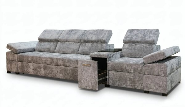 Kanapa Infinity III 4-osobowa z funkcją spania, relax i barkiem, Premium