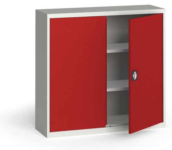 Szafa metalowa, 1150 x 1200 x 400 mm, 2 półki, szara/czerwona