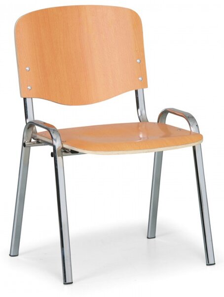 Drewniane krzesło ISO, Buk, kolor konstrucji chrom, nośność 120 kg
