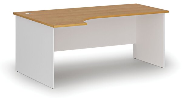 Narożne biurko PRIMO WHITE, 180x120 cm, lewe, biały/buk