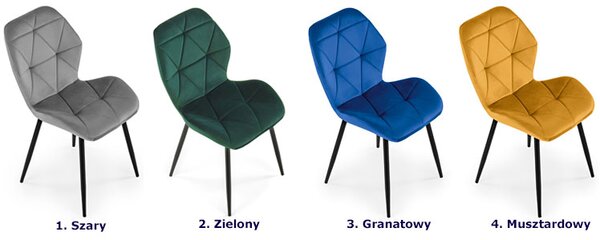 Szare pikowane krzesło welurowe L6-E78