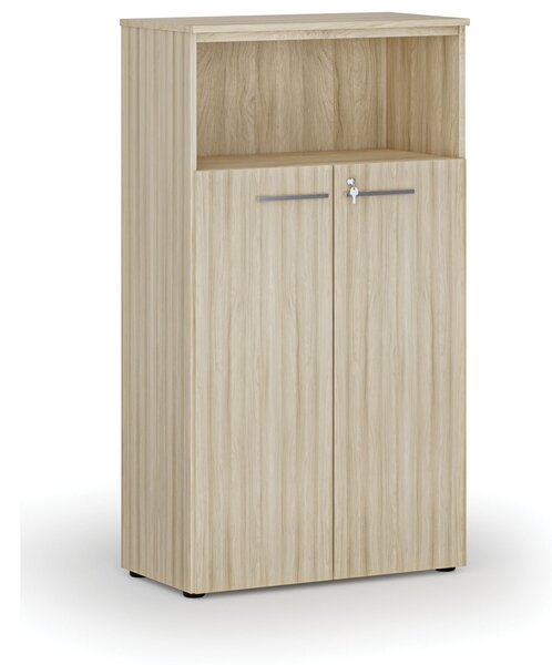 Szafa biurowa kombinowana PRIMO WOOD, drzwi na 3 poziomach, 800 x 420 x 1434 mm, dąb naturalny