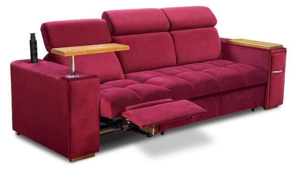 Sofa Cleo I Relax z Barkiem, port USB, półka, barek, funkcja spania