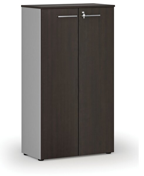 Szafa biurowa z drzwiami PRIMO GRAY, 800 x 420 x 1434 mm, szary/wenge