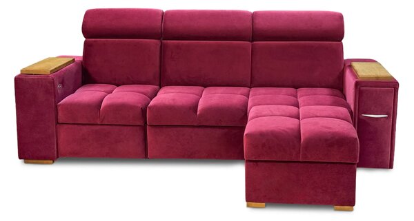 Sofa Cleo I Relax z Barkiem, port USB, półka, barek, funkcja spania