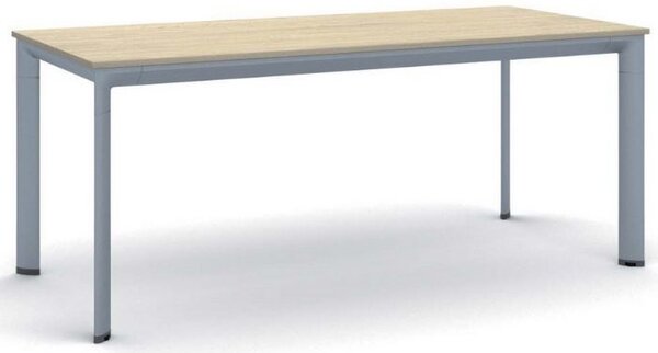 Stół konferencyjny do biura PRIMO INVITATION, 180x80 cm, szaro-srebrna podstawa, dąb naturalny