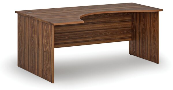 Ergonomiczne biurko PRIMO WOOD, 180x120 cm, lewe, orzech