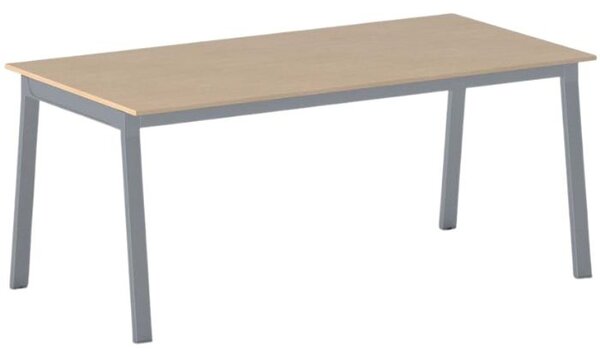 Stół konferencyjny do biura PRIMO BASIC, 180x90 cm, szaro-srebrna podstawa, buk
