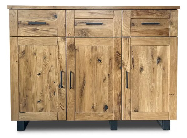 Komoda Karmel 3d3s 140 cm lite drewno + elementy fornirowane