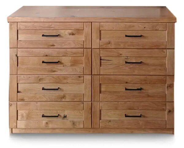 Komoda 8S Karmel 140 cm lite drewno + elementy fornirowane