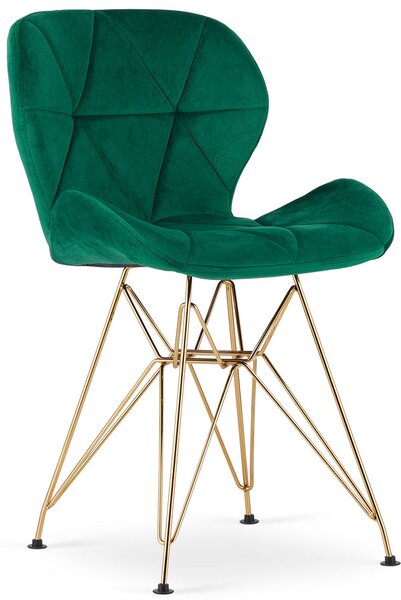 Komplet zielonych nowoczesnych welurowych krzeseł 4 szt. - Sarema
