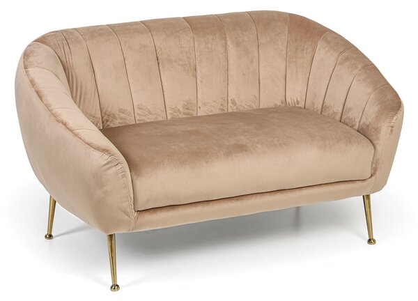 Sofa aksamit MARLENE, dwuosobowa, beżowa