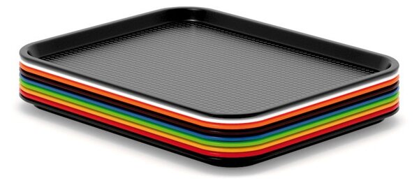 Plastikowa prostokątna taca do serwowania, 450 x 350 mm, czarna