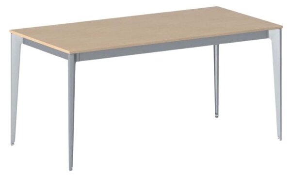 Stół konferencyjny do biura PRIMO ACTION, 160x80 cm, szaro-srebrna podstawa, buk