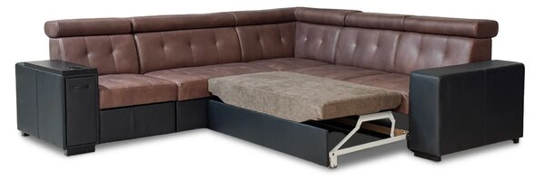 Narożnik Tulum XIX 260/300 cm skóra naturalna, relax, spanie, barek, pojemnik