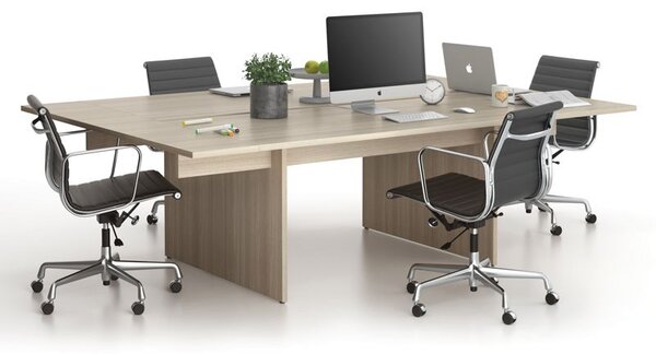 Biurko double SOLID + 2x rozszerzenie blatu, 240x165 cm, dąb naturalny