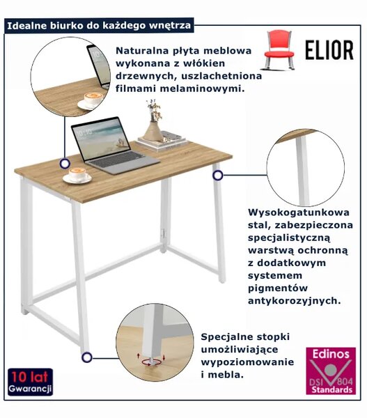 Małe biurko składane dąb sonoma + biały H0-H04