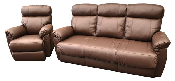 Skórzany komplet wypoczynkowy Monaco 3+1+1: 3 os sofa + 2 x fotele 4x RELAX manualny