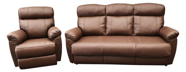 Skórzany komplet wypoczynkowy Monaco 3+1+1: 3 os sofa + 2 x fotele 4x RELAX manualny