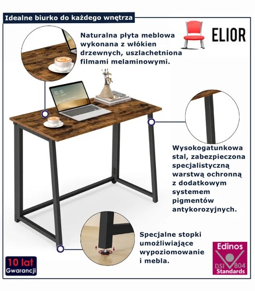 Biurko składane pod laptopa rustykalny + czarny D1-K30