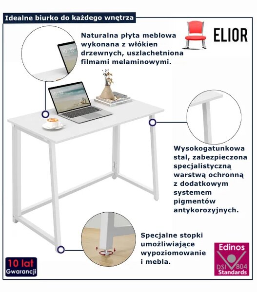 Białe minimalistyczne biurko składane B8-K88