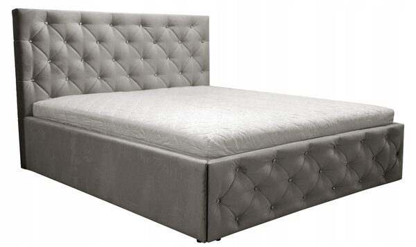 Łóżko G PIK KARO 140/200 cm tapicerowane z kryształki w Stylu Glamour