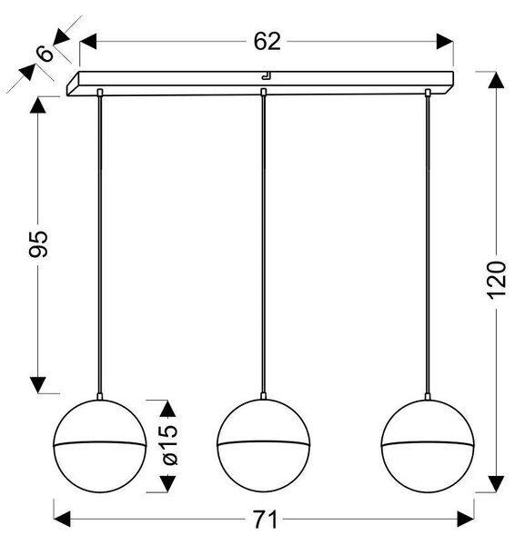 Czarna lampa 3 ramienna w stylu glamour M8-B29