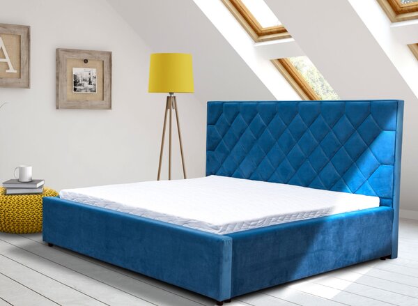 Łóżko tapicerowane TRAPEZ 140/200 cm ze stelażem w stylu Glamour
