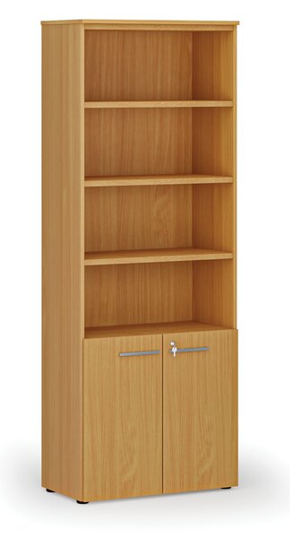 Szafa biurowa kombinowana PRIMA WOOD, drzwi na 2 poziomach, 800 x 420 x 2128 mm, buk