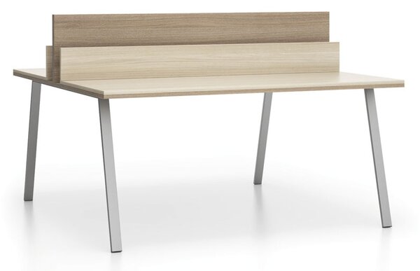 Biurko DOUBLE LAYERS, z przegrodami, dąb naturalny/dąb bejcowany