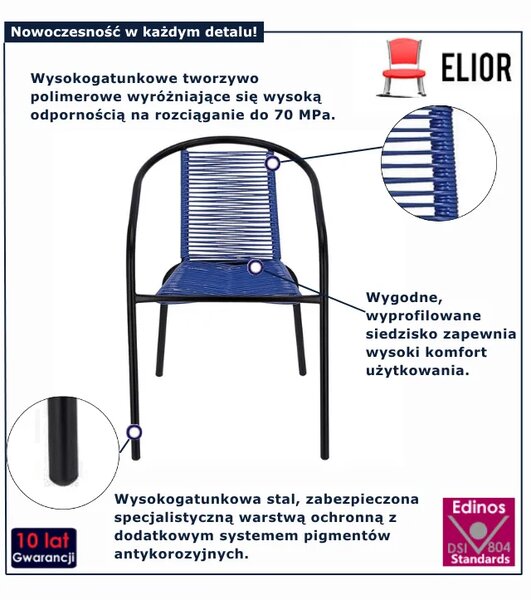 Niebieskie krzesło sznurkowe na balkon G4-Z44