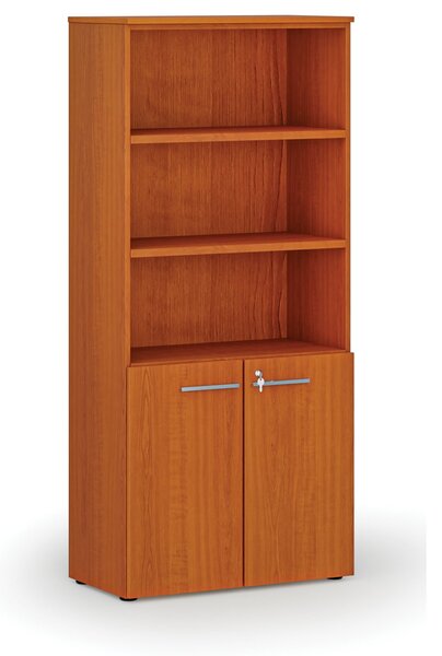 Szafa biurowa kombinowana PRIMO WOOD, drzwi na 2 poziomach, 800 x 420 x 1781 mm, wiśnia