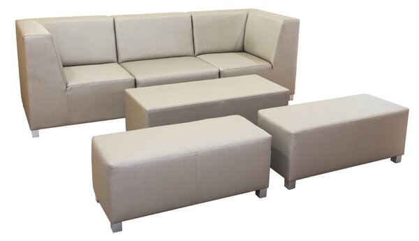 Sofa modułowa ogrodowa RIGGA, stolik + 2 pufy, wodoodporna tkanina