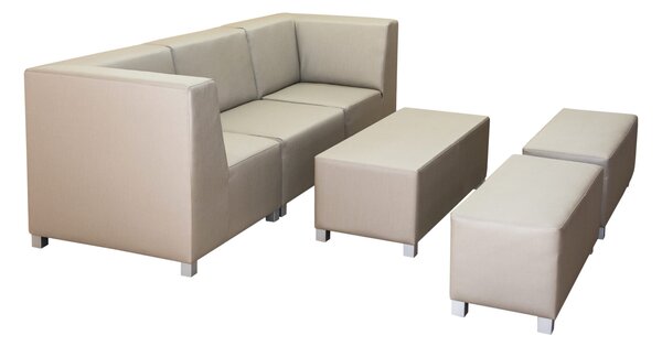 Sofa modułowa ogrodowa RIGGA, stolik + 2 pufy, wodoodporna tkanina