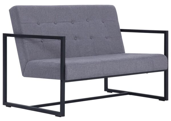 Sofa 2-osobowa z podÅokietnikami, jasnoszara, stal i tkanina
