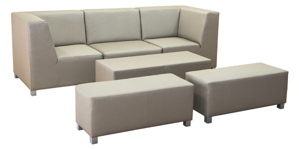 Sofa modułowa ogrodowa RIGGA, stolik + 2 pufy, wodoodporna tkanina
