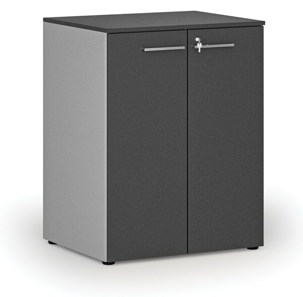 Szafa biurowa z drzwiami PRIMO GRAY, 2 półki, 800 x 640 x 1027 mm, szary/grafit