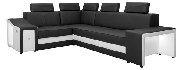 Narożnik FESTINE II 220/280 cm, funkcja spania, Relax, LED, pufy w TKANINIE / EKOSK?RZE