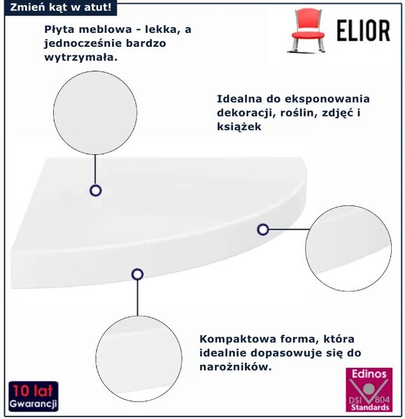 Biała w połysku półka ścienna W1-K38
