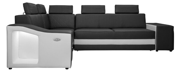 Narożnik FESTINE II 220/280 cm, funkcja spania, Relax, LED, pufy w TKANINIE / EKOSK?RZE