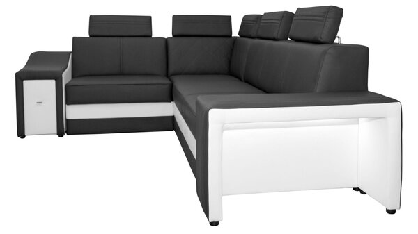 Narożnik FESTINE II 220/280 cm, funkcja spania, Relax, LED, pufy w TKANINIE / EKOSK?RZE