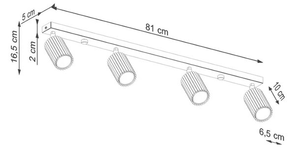 Złota lampa sufitowa w stylu glamour - 4X D303 N6-D84